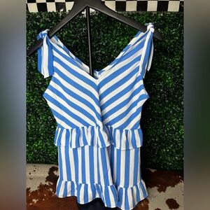 Blue and White Striped women’s Top